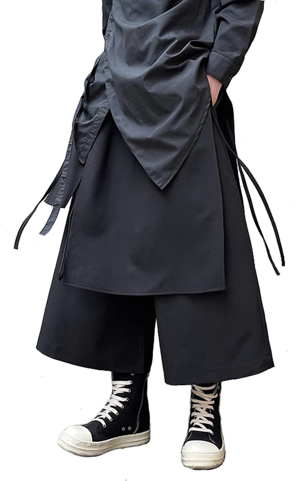 AITFINEISM Men's Casual Skirt Pants Loose Wide Leg Harem Pant Japanese Harajuku Kimono Trousers