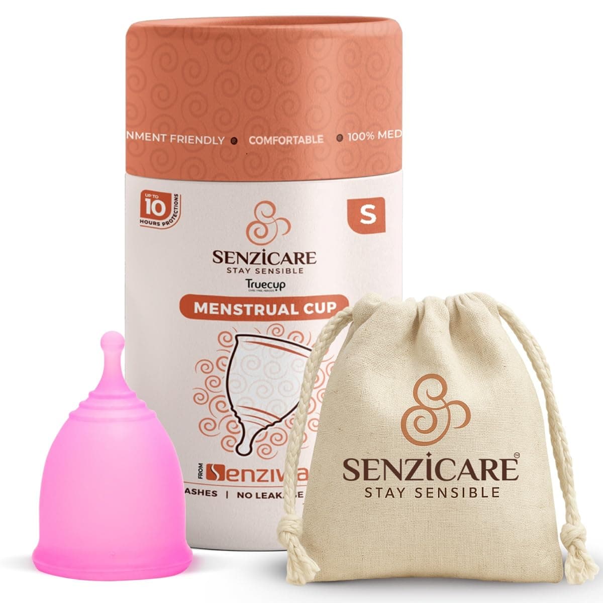 Senzicare Reusable Menstrual Cup for Women – Small Size | Soft Silicone Period Cup for Up to 10 Hours Leak‑Free Protection | No Rashes, Leakage or Odour | Hygienic & Comfortable Menstrual Cup | 100% Medical Grade, FDA‑Compliant Silicone