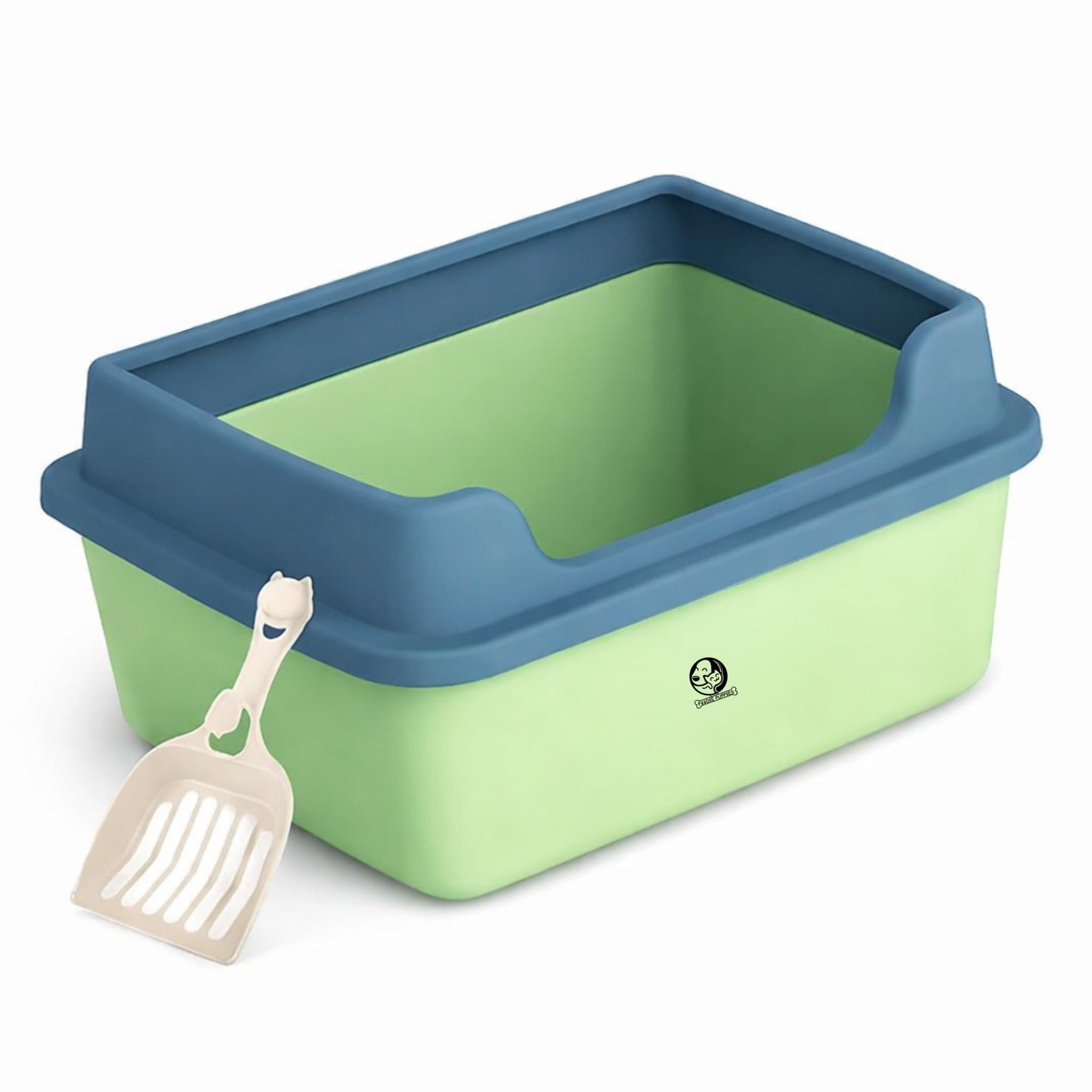 Foodie Puppies Large Open-Top Cat Litter Tray with Scooper Cat's Toilet - (High Wall, 47 x 35 x 16cm) for Cats & Kittens I Durable, Reduces Odor, Perfect Starter for Toilet Training (Colour May Vary)