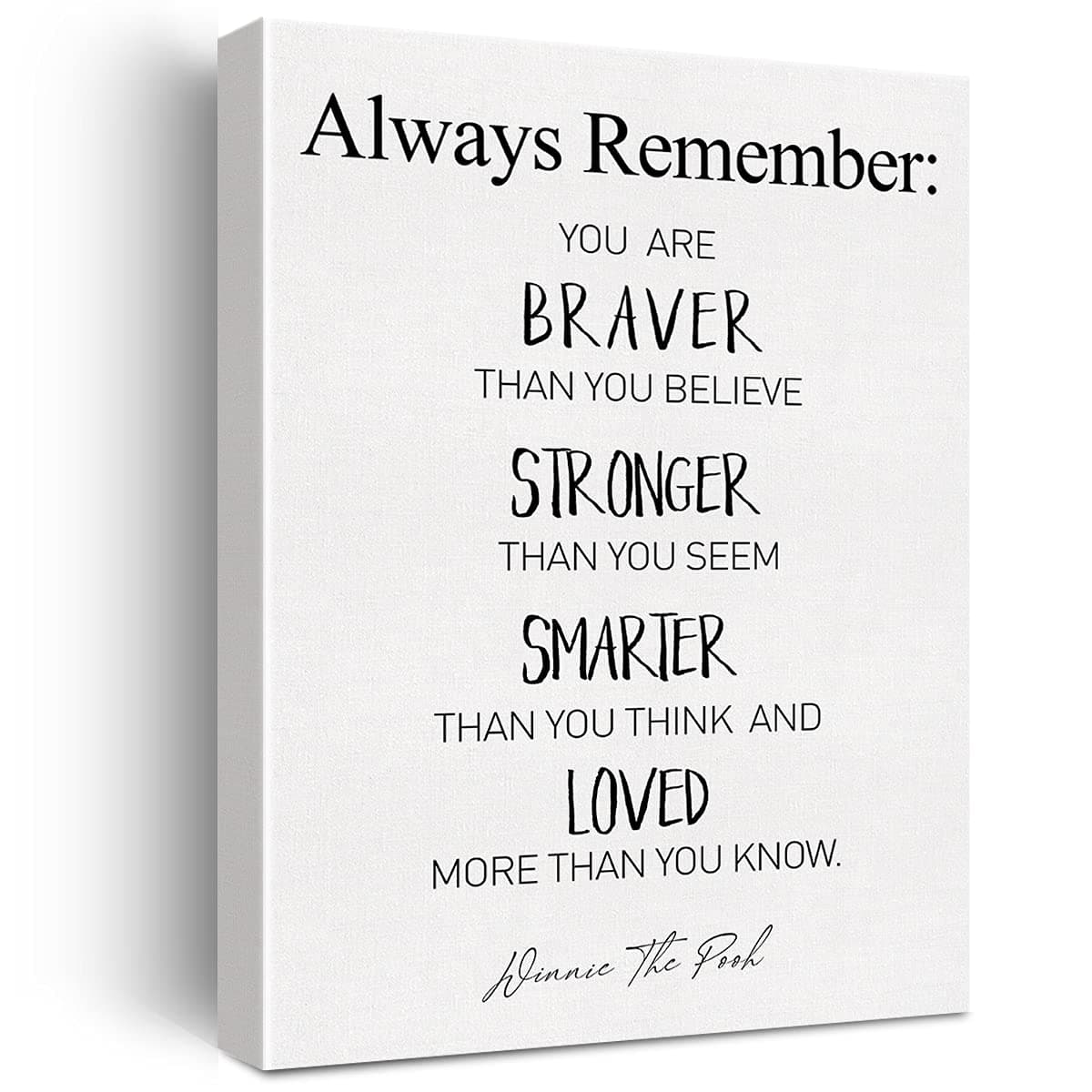JerLoe Canvas Wall Art Quote 'You Are Braver Than You Believe' 12x15 Inch Framed Gift for Office, Playroom, Nursery