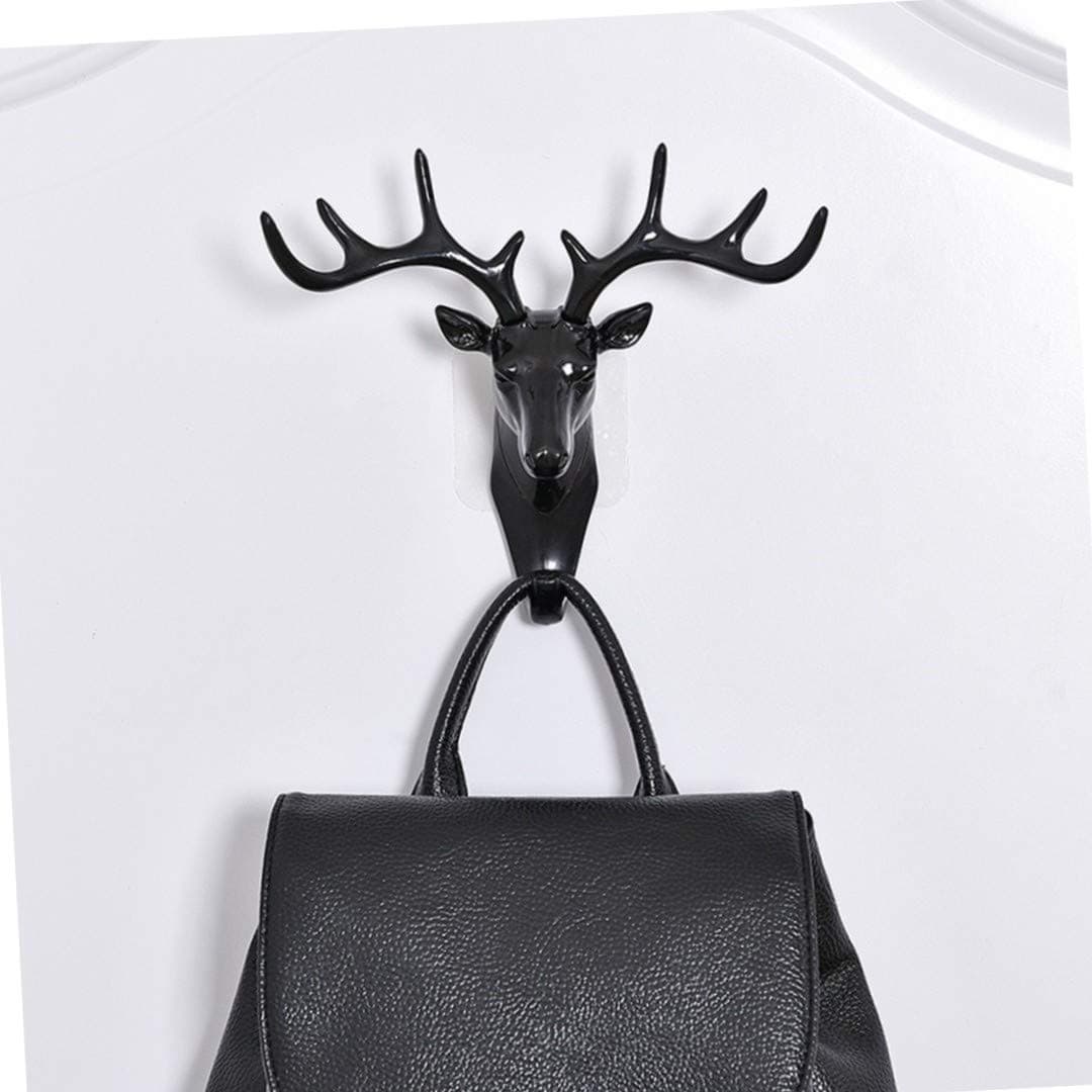 Store TOMATUS Acrylonitrile Butadiene Styrene Self Adhesive Decorative ey-s Sticky Holder Deer Head Hanging Wall Door Hook Hangers For Coats Bag (Black)