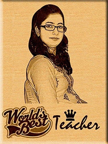 Incredible Gifts India Teacher's Day Personalized Engraved Photo Wood Plaque Best Gift For Teacher (5x4 inches, Brown)