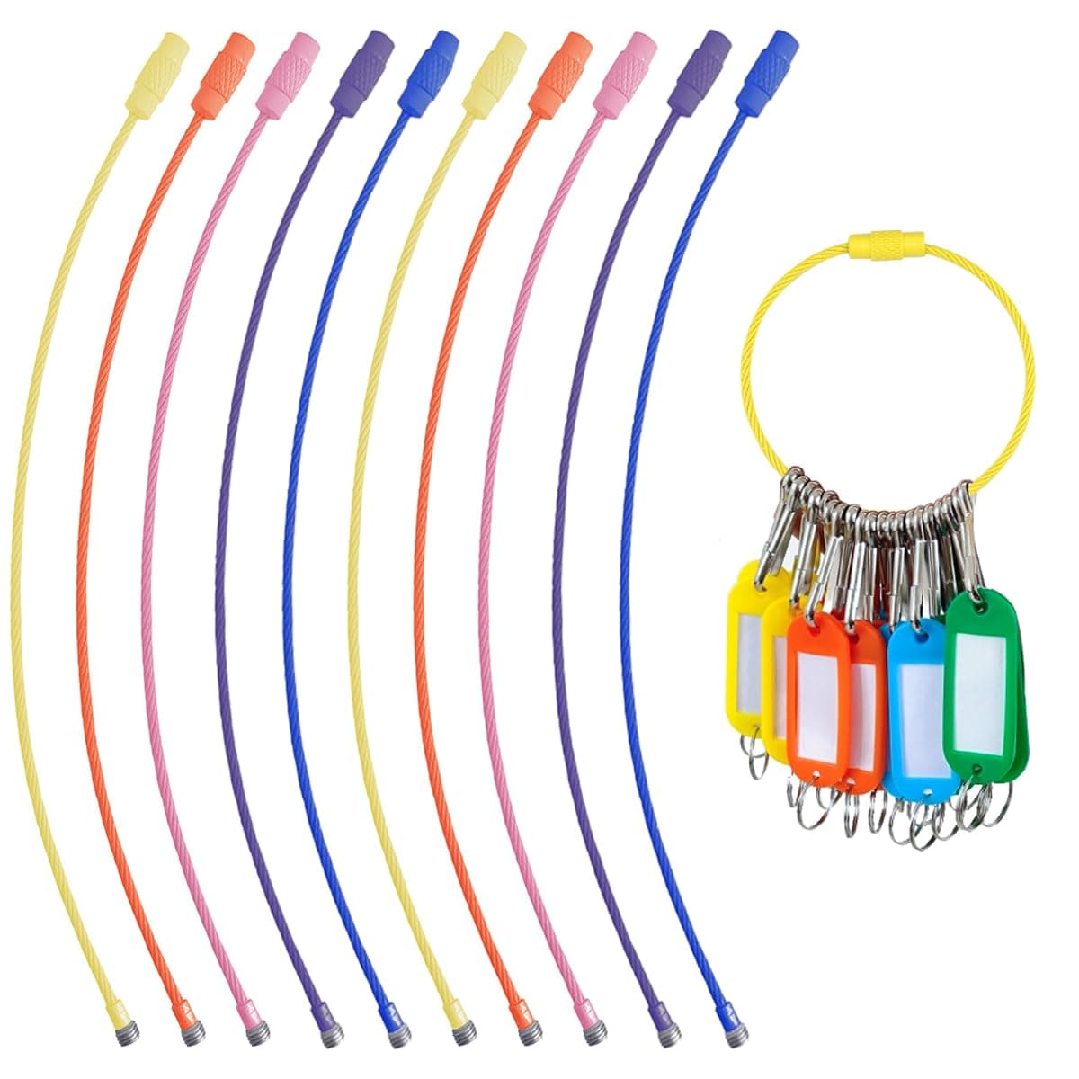 AstonAndia 10 Pcs Stainless Steel Wire Keychains, 15 cm x 1.5 mm