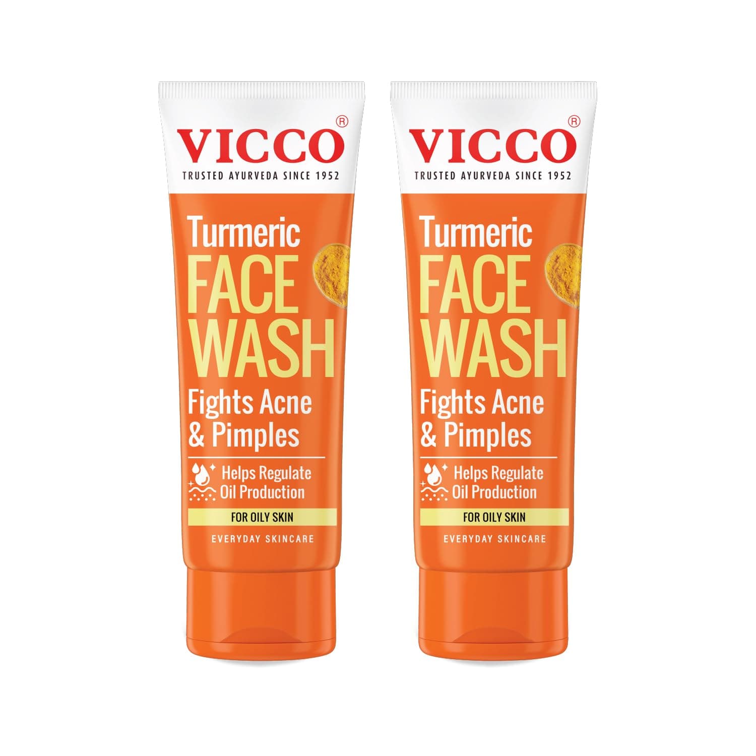 Vicco Turmeric Face Wash I Ayurvedic Turmeric Face Wash I Controls Oil I Fights Pimple & Acne Causing Germs & Revitalises Skin I Healthy, Even Glow I 100gm | Pack of 2