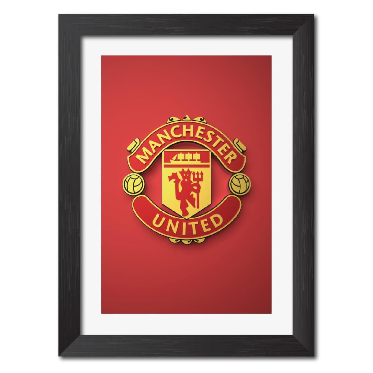 TenorArts Manchester United 3D Textured Logo Posters Framed Laminated Posters with Matt Finish Frames (12 inches x 9inches) (Manchester United)
