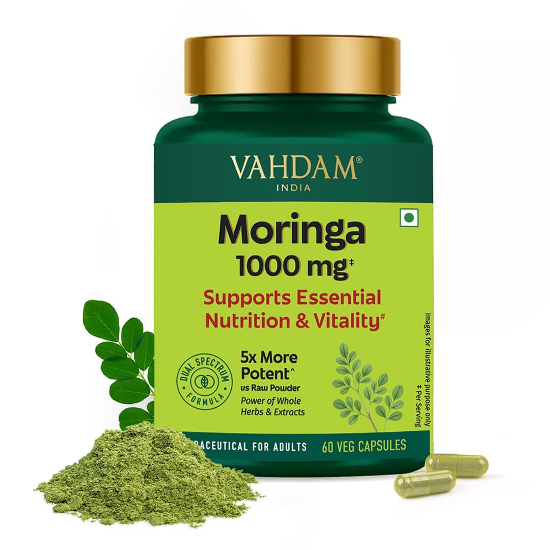VAHDAM Moringa Capsules | Energy, Immunity & Daily Nutrition | Dual-Spectrum: Whole Herb + 50% Saponin Extract | 60 Veg Capsules | Superfood Supplement