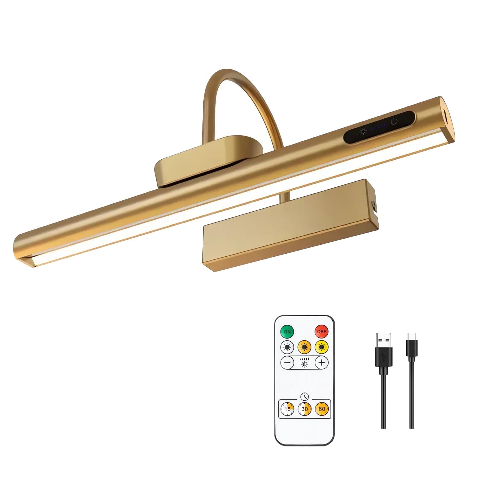 LYTARA Dimmable Wireless Picture Light with Remote Control and Timer, Rechargeable 5000mAh Battery Wall Sconce for Wall Pictures, Gallery Artwork, Paintings, Portraits, Dartboards