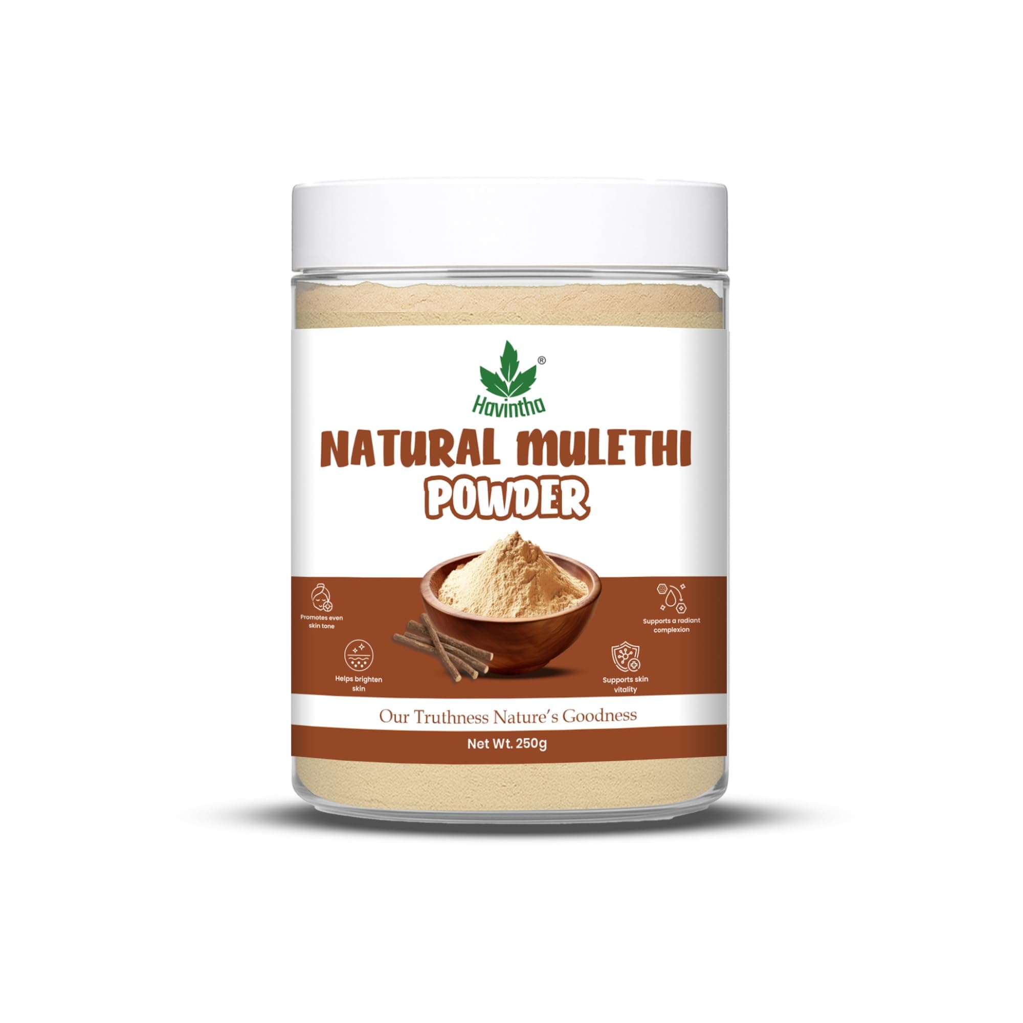 Havintha Natural Mulethi Powder for Skin Brightening & Hair Care | 100% Pure Licorice Root Powder for Glowing Skin, Anti-Acne & Dandruff Control | Herbal Face Pack & Hair Pack for Men & Women – 250 gm