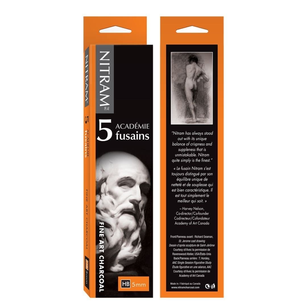 Nitram Academie Fusains Fine Art Charcoal HB box of 5