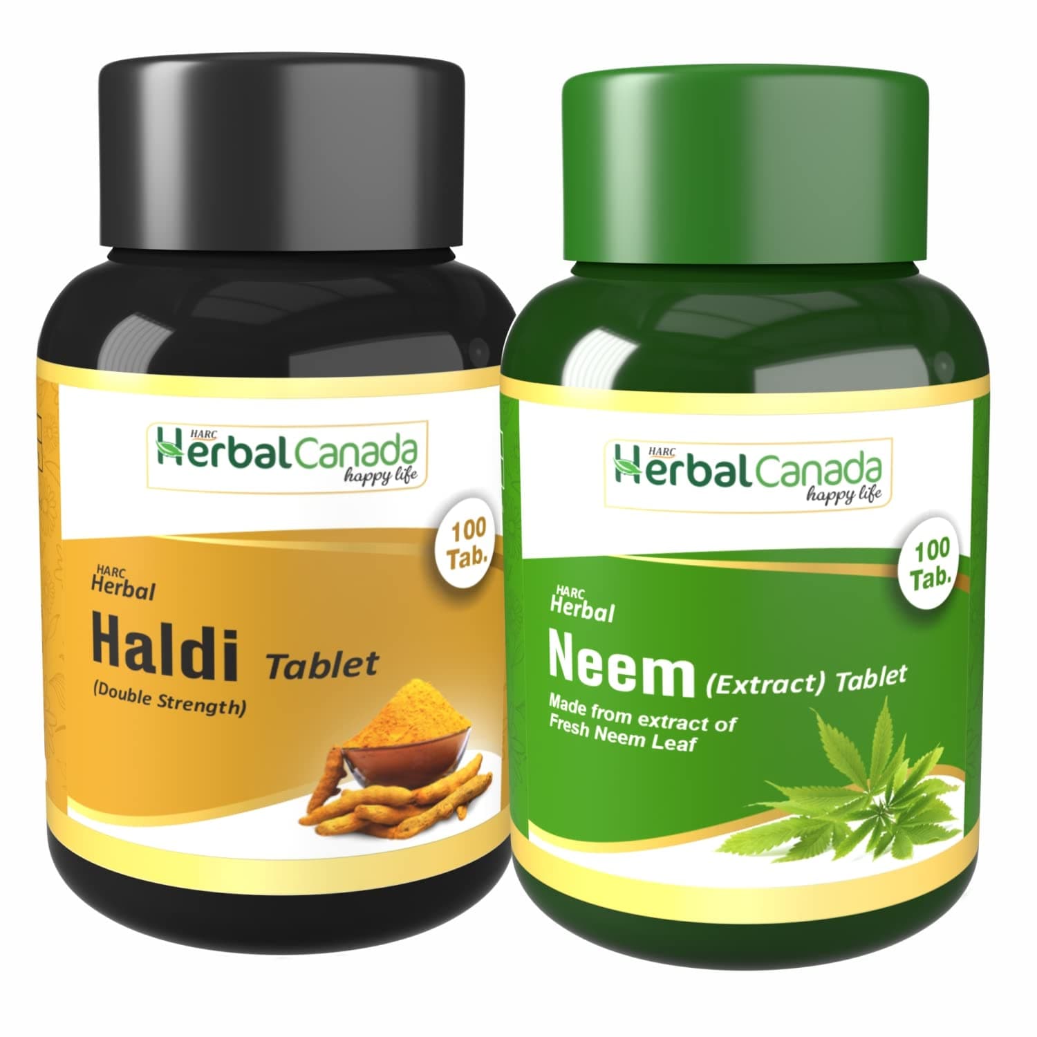 Harc Herbal Canada Haldi (100 Tablets) + Neem (100 Tablets) || Healthy Combo Pack