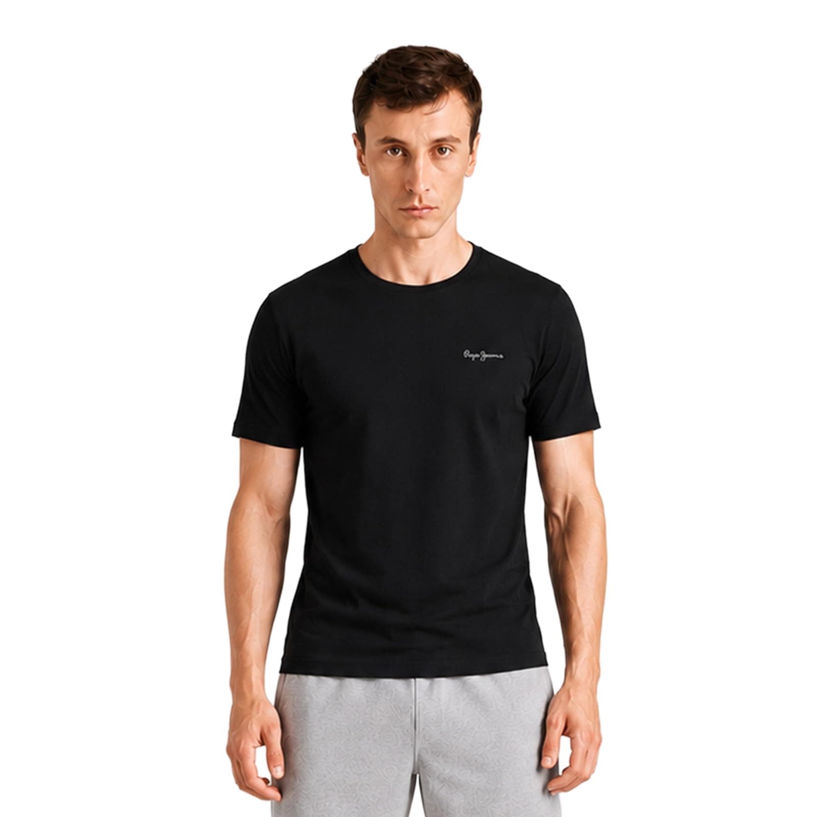 Pepe Jeans Men's Solid 100% Cotton Regular Fit T-Shirt | Classic Everyday Basic Tee for Casual Soft Breathable Cotton Fabric | Round Neck | Short Sleeves | Comfortable All-Day Wear