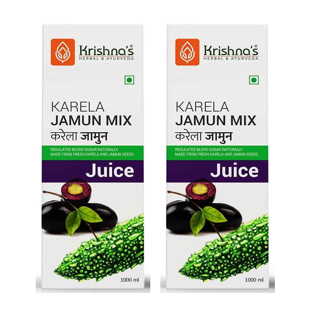 KRISHNA'S HERBAL & AYURVEDA Karela Jamun Mix Juice-1000 Ml,Pack Of 2,Fresh Karela & Jamun Seed,Ayurevedic Formulation To Maintain Sugar Level,Enriched With Vitamin C-Vitamin A