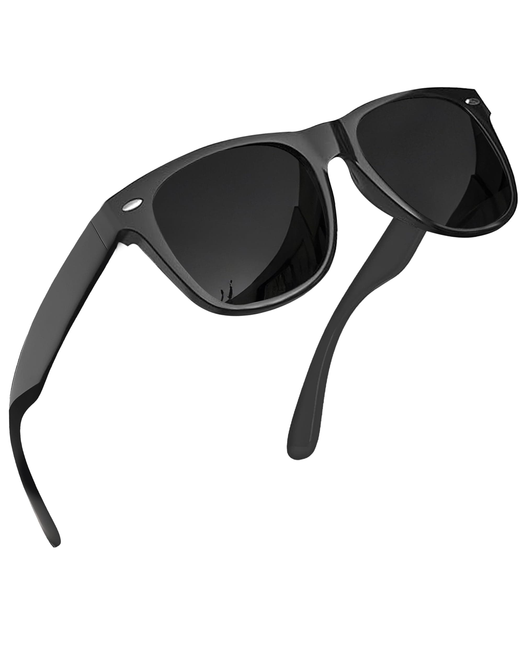 Super Dark Black Lens Men's Sunglasses Retro Classic 80's Stylish Trendy Shades (Black)