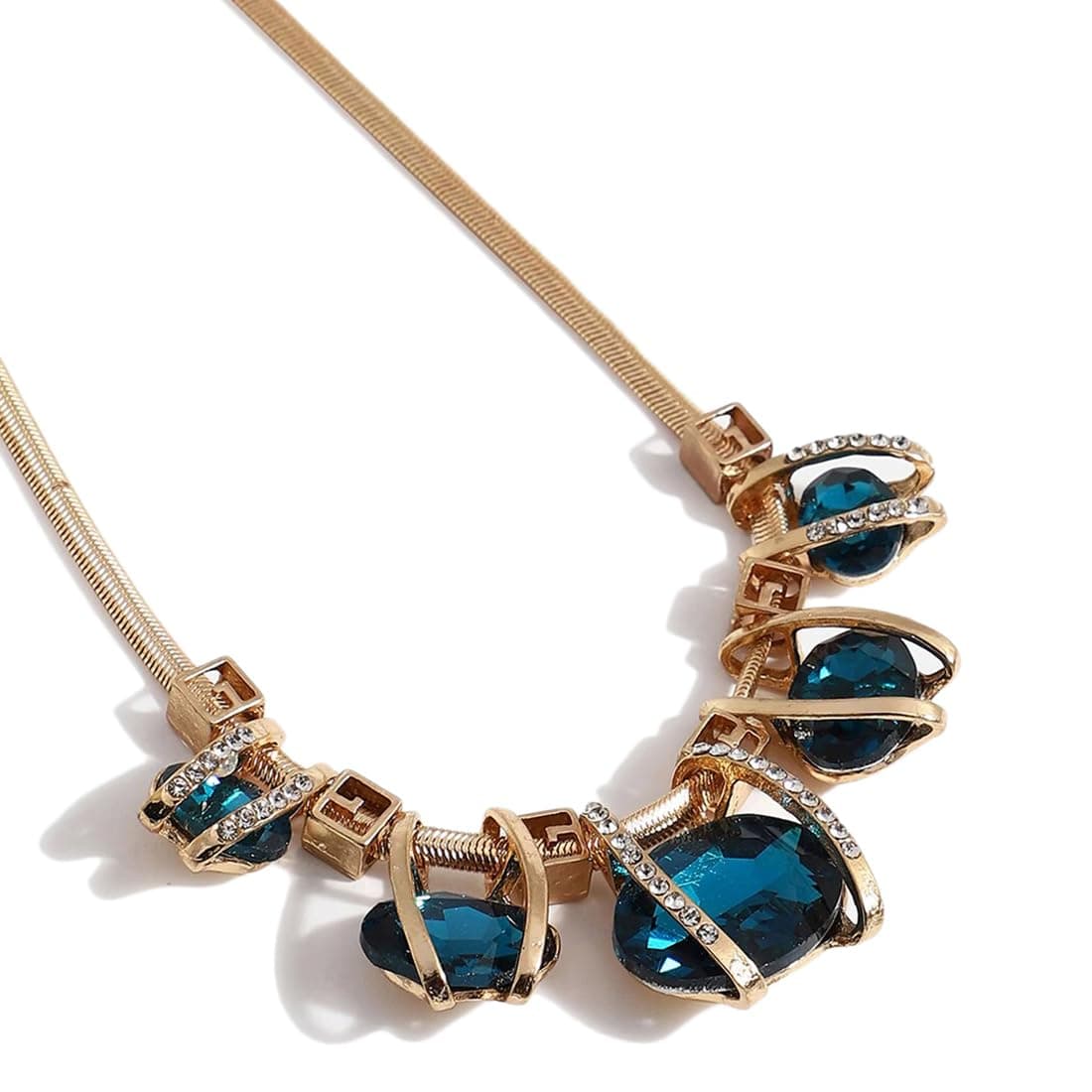 Shining Diva Fashion Latest Stylish Fancy Crystal Necklace for Women and Girls (Blue)(rrsd15574np)