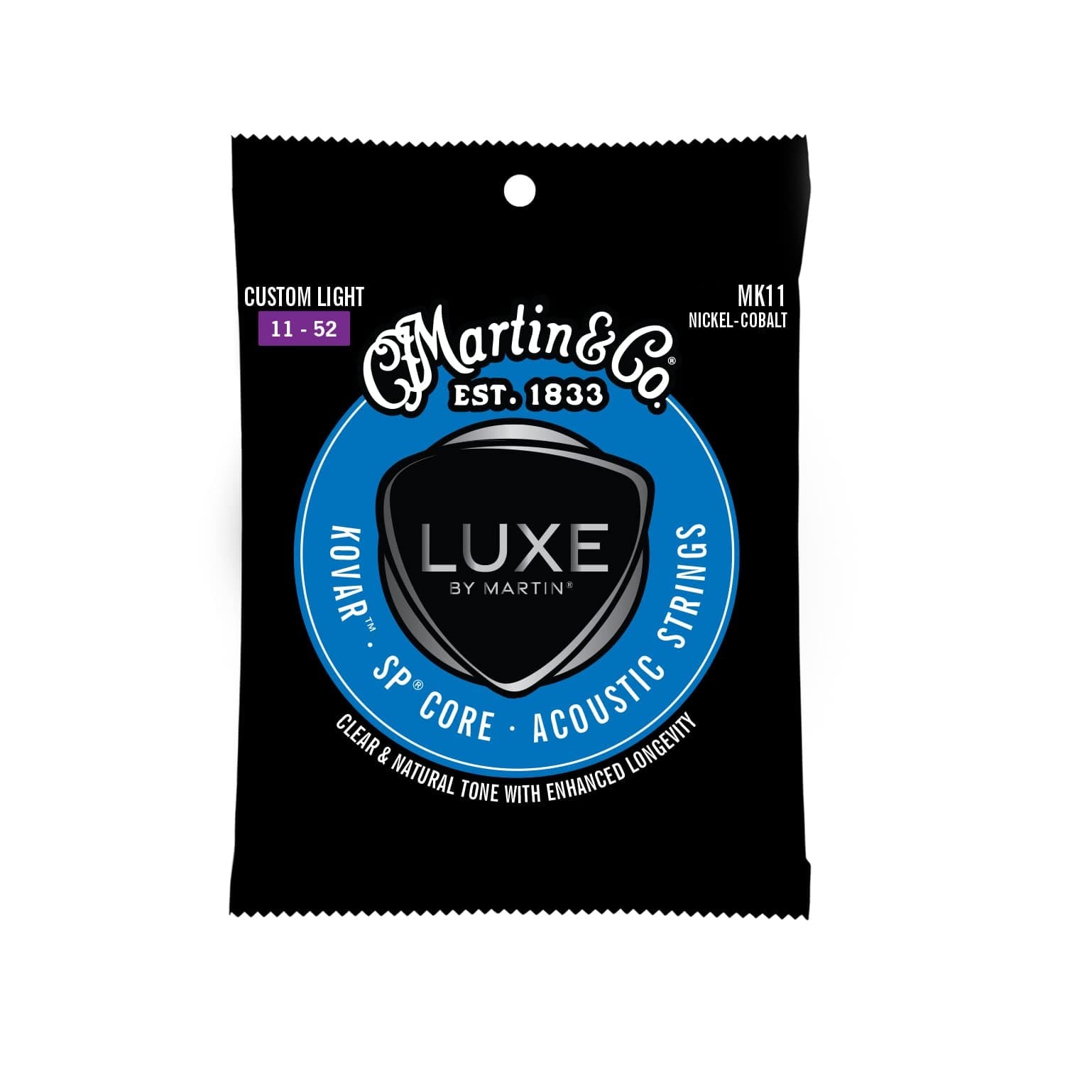 LUXE BY MARTIN® Kovar™ SP® Core Guitar Strings – Custom Light Gauge | Nickel-Cobalt Alloy Wrap with SP Core | Lower Tension, Balanced Tone, and Long-Lasting Performance