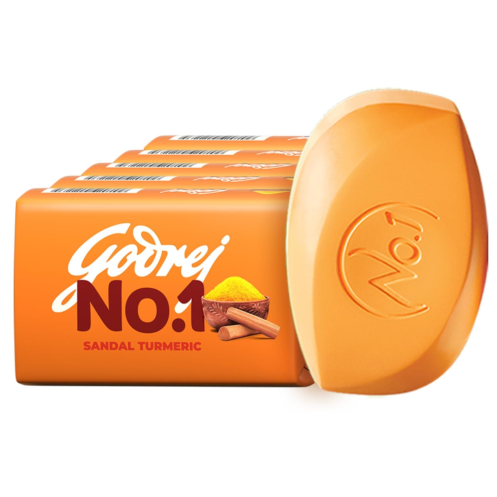 Godrej No. 1 Sandal & Turmeric – Pack of 5 (100g each) | Soaps For Bath | Long-Lasting Fragrance