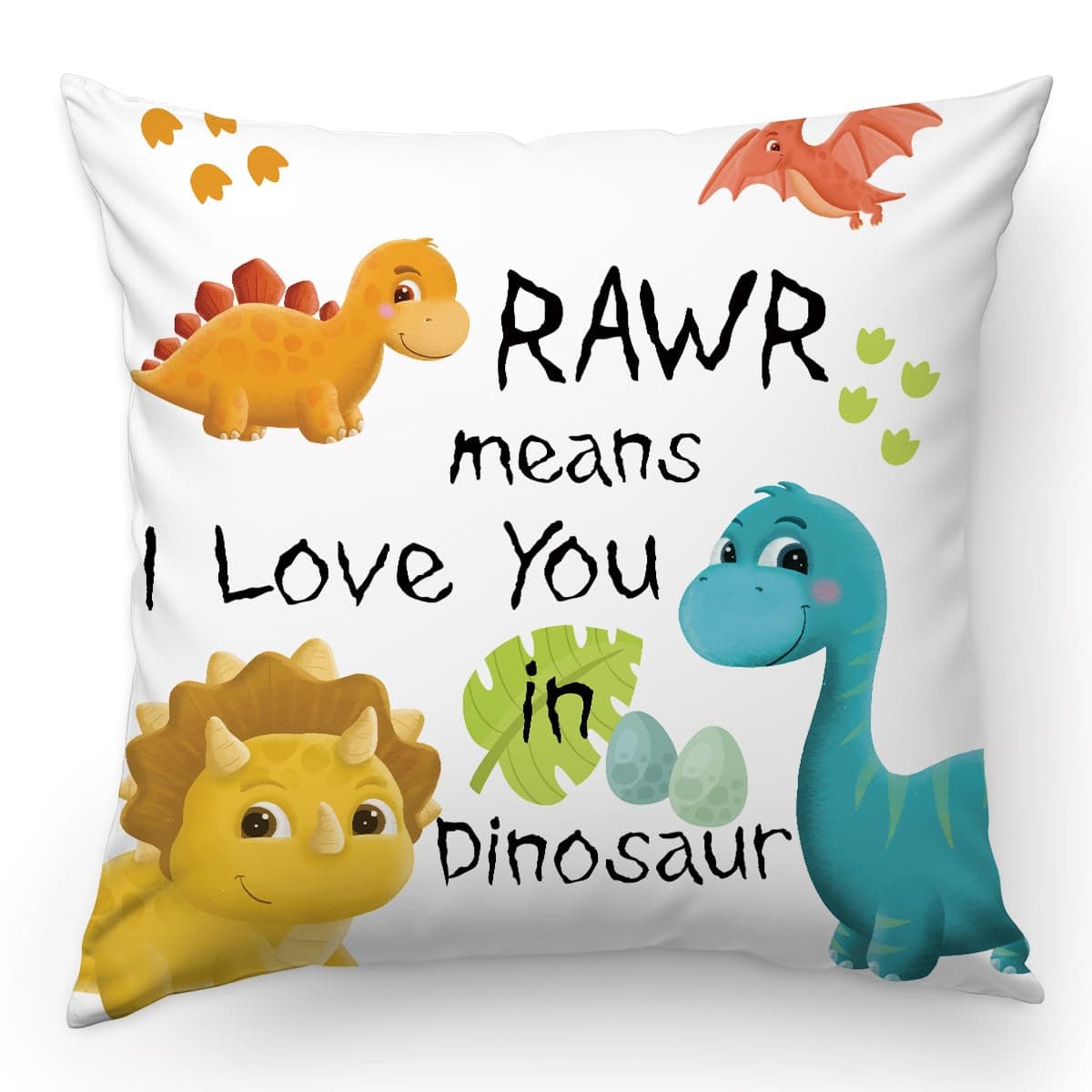 KongMoTree Dinosaur Gift Dinosaur Couple Lover Gifts,Letters RAWR Means I Love You in Dinosaurs, Pillow Case for Sofa Bedroom,Home Decor Throw Pillow Cover 18x18 inch