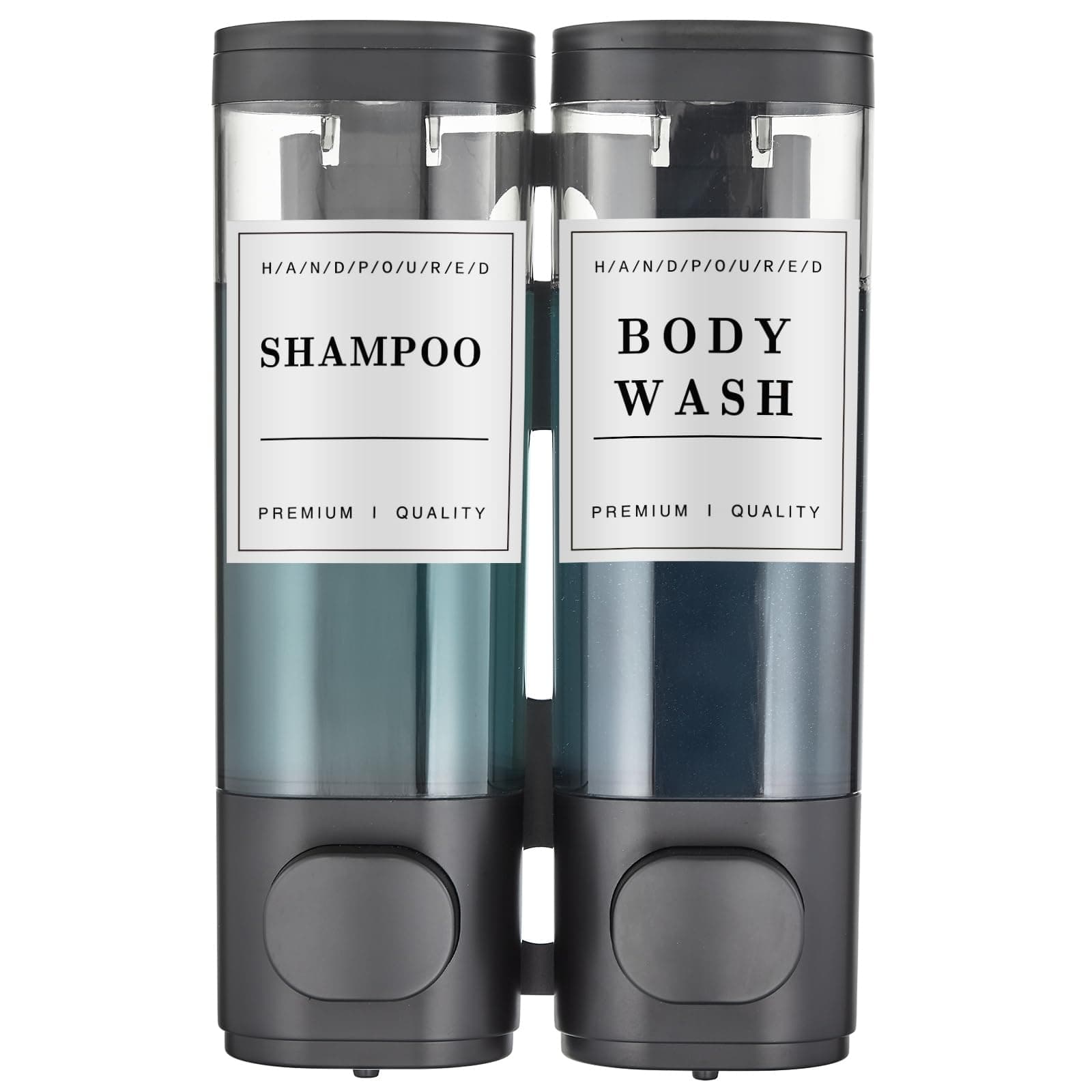Shampoo and Conditioner Dispenser,Unisense Shower Soap Dispenser 2 Chamber No Drill Wall-Mounted Shampoo Dispenser for Shower Wall Mounted Shower Dispenser for Bathroom Hotel Large Capacity,Black