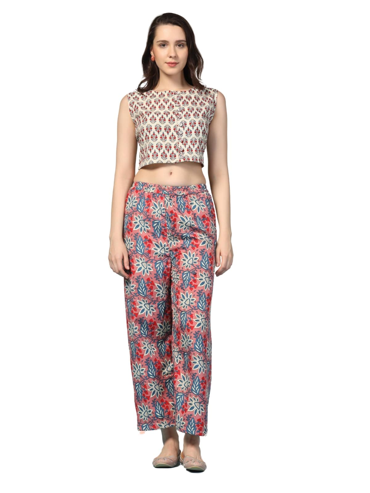 Leriya Fashion Co ord Set for Women Stylish | Jumpsuit for Women Stylish | Sleeveless Printed Crop Top Pant Set | Daily Summer Casual 2 Piece Party & Vacation Outfit