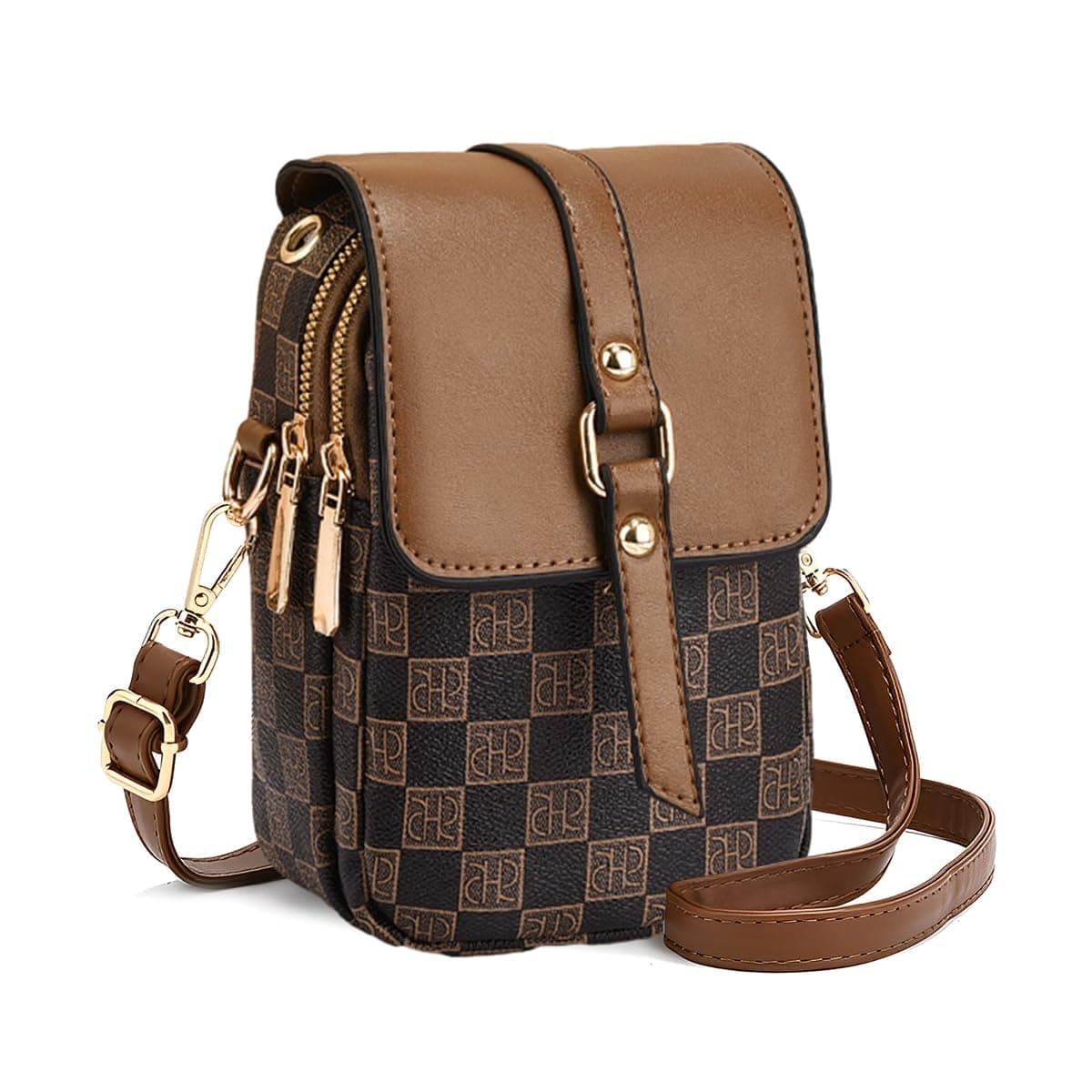 Modiq Sling Bag For Women Crossbody Bag Phone Bag Stylish PU Leather Mobile Cell Phone Holder Pocket Purse Wallet Mini Shoulder Bag Brown 5" X 2.75" X 7.8"