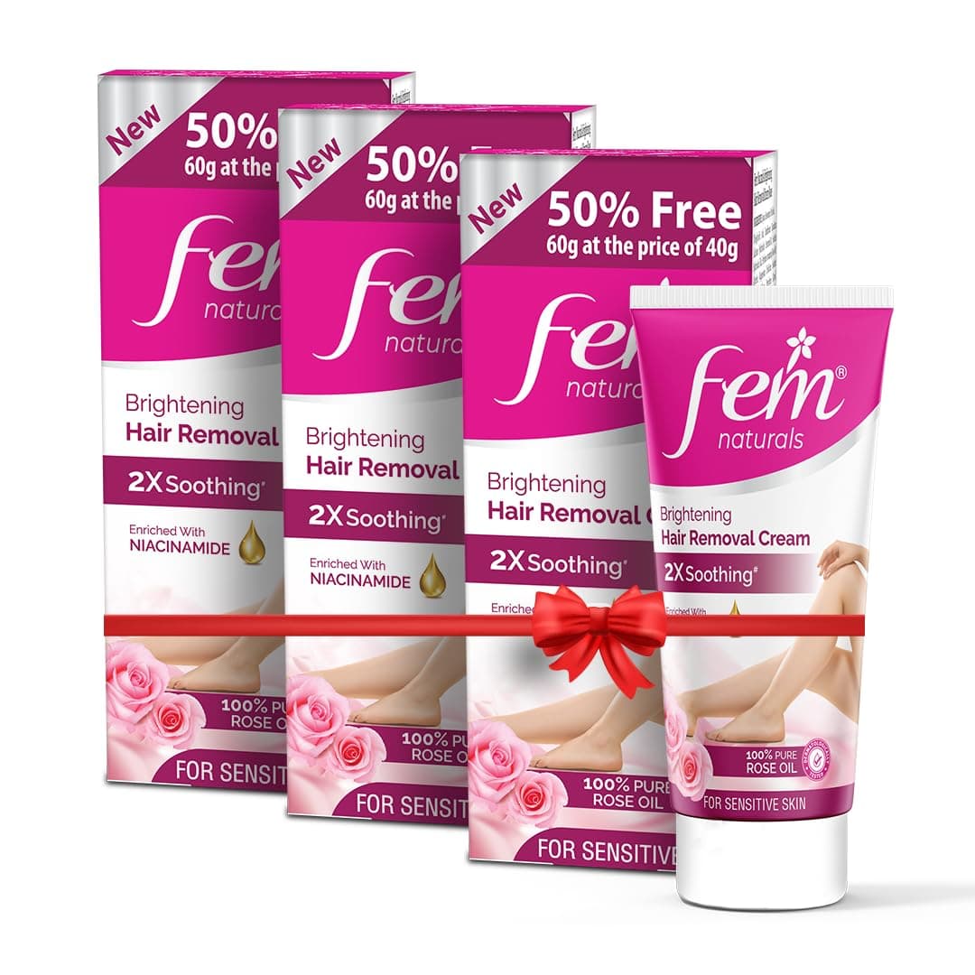 Fem Fairness Naturals Rose Hair Removal Cream - 180g (120g + 60g Free) | For Sensitive skin