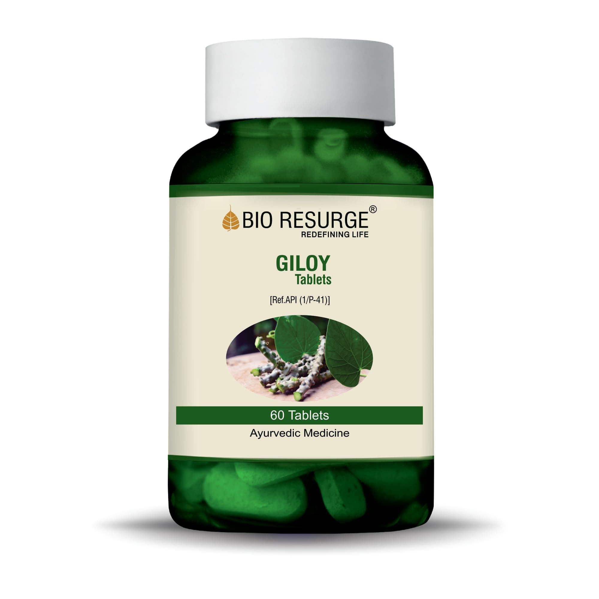 Bio Resurge Giloy Tablets | 60 Ayurvedic Herbal Tablets | Supports Immune Health, Natural Defense, Antioxidant Support, Digestive Wellness, Overall Health & Daily Vitality | Herbal Supplement for Men & Women | 750mg