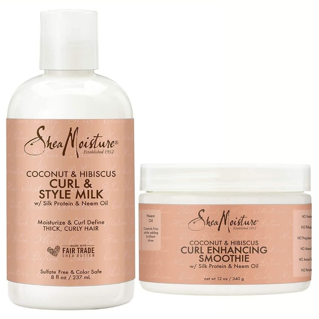 Shea Moisture Coconut and Hibiscus Combination Pack – 8 oz. Curl & Style Milk & 12 oz. Curl Enhancing Smoothie