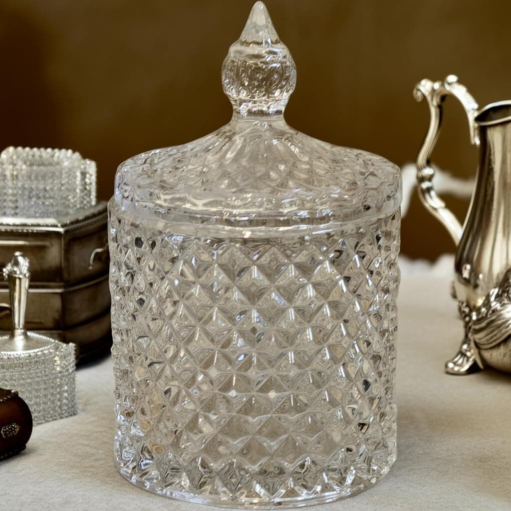 LOURDES COMPAGNIA Non Airtight Crystal Jar 200 ML (Pack of 1) - Return Gift