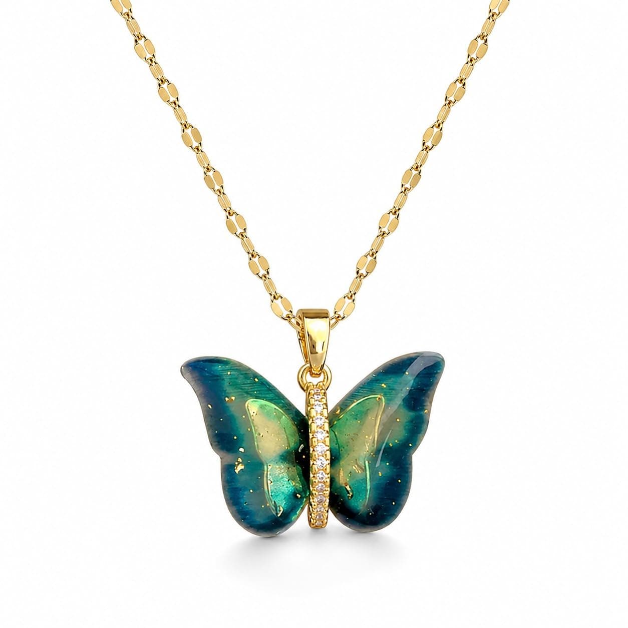 MEENAZ Butterfly Pendant Necklace for Women & Girls Stylish Golden Necklace | Neck Chain | Locket | Modern Design | Birthday & Special Occassion Gift Aesthetic Jewellery Accessories anti tarnish