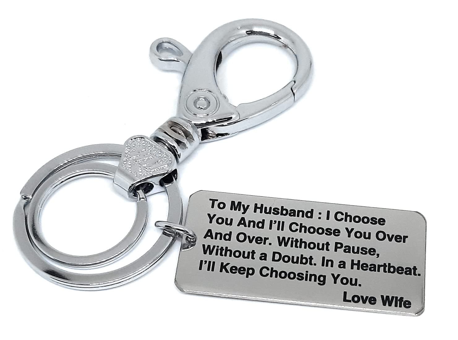 Aura Cute Romantic Valentine Birthday Engagement Anniversary Gift Keyring Keychain For Hubby Husband Spouse Silver Metal Key Chain