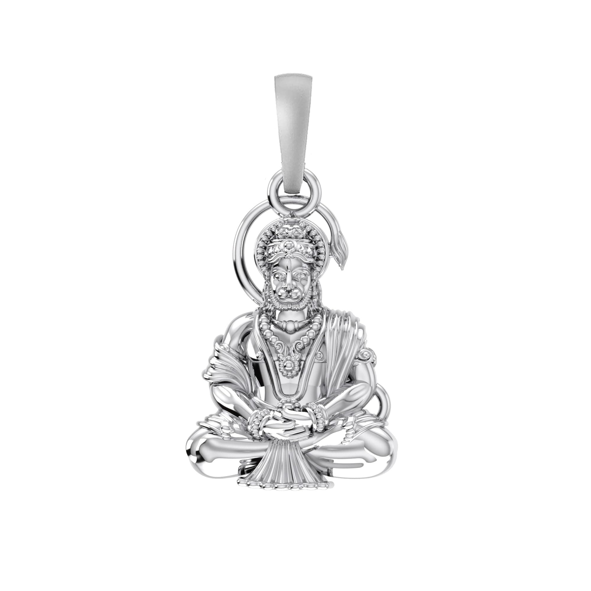 Akshat Sapphire Sterling Silver (92.5% purity) Hanuman Pendant for Men & Women Pure Silver Bajrang Bali Locket for Good Health & Wealth