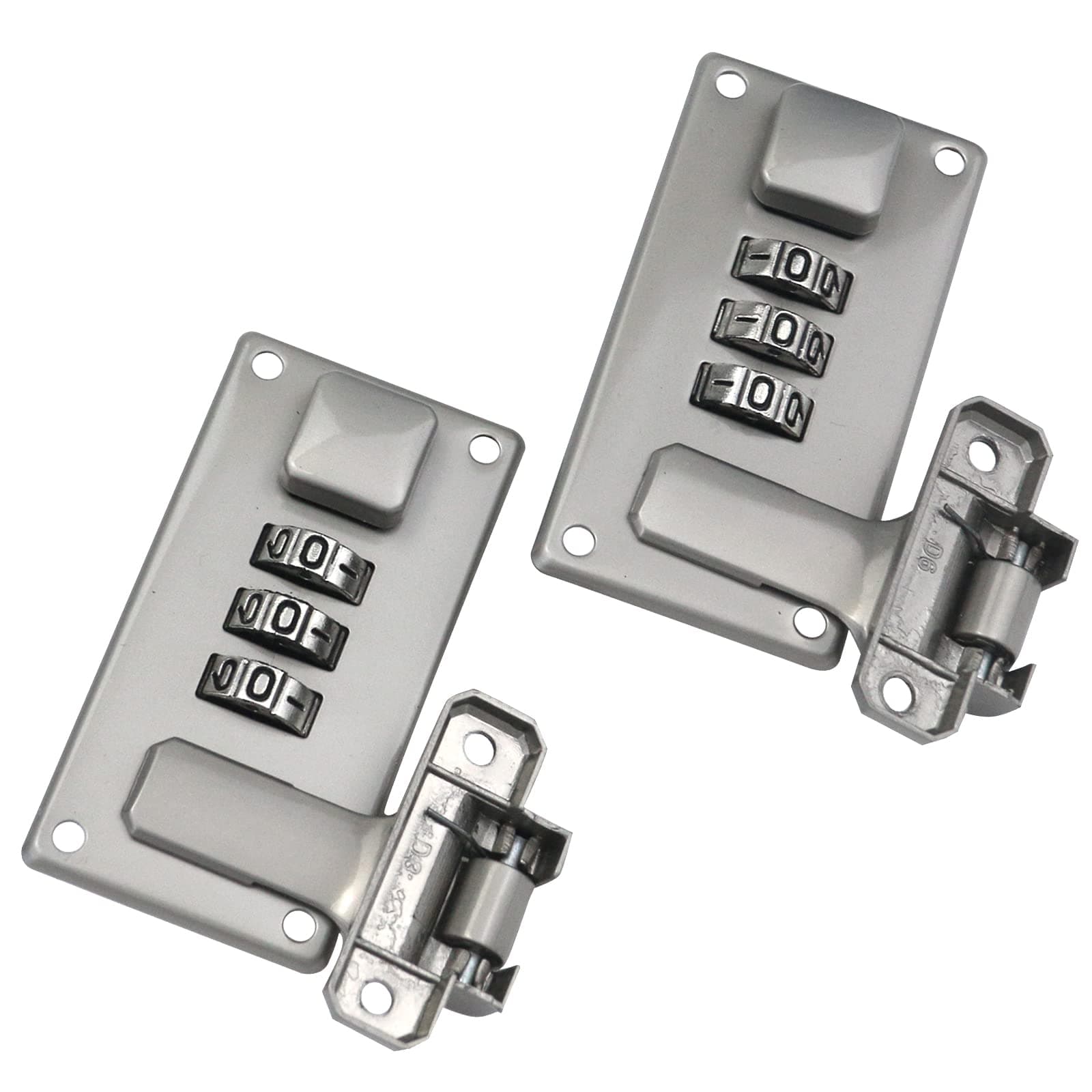 Mewutal 2 Vanity Case Buckle, Luggage Combination Lock, Toolbox Buckle with 3 Position Combination Lock (Pearl Nickel)