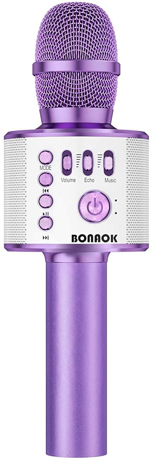 BONAOK Wireless Bluetooth Karaoke Microphone, 3-in-1 Portable Handheld Mic Speaker Machine for All Smartphones, Gift for Girls Boys Kids Adults All Age Q37(Light Purple)