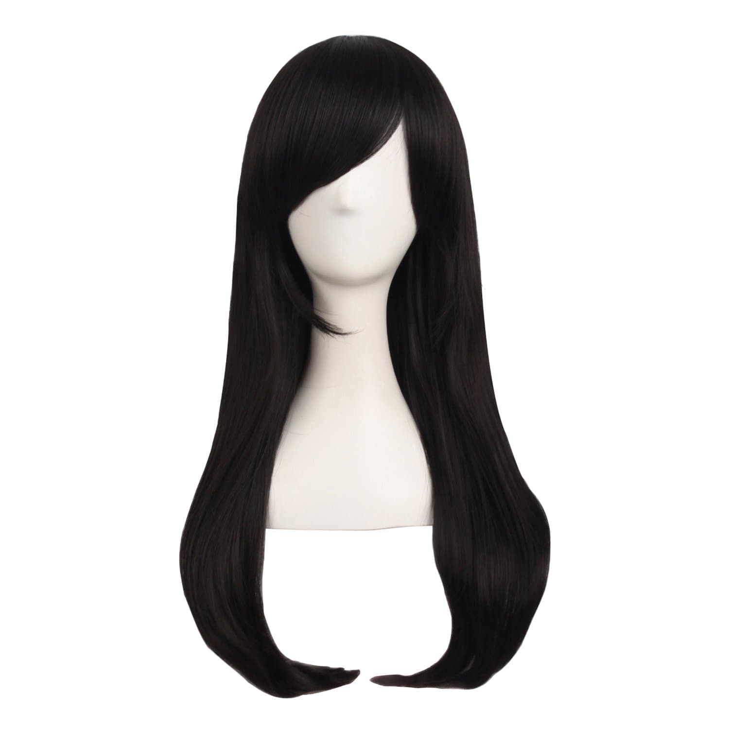 Brownish Black: Mapofbeauty 24 Inch/60Cm Side Bangs Stylish Long Great Wavy Curly Cosplay Party Wig(Brownish Black)