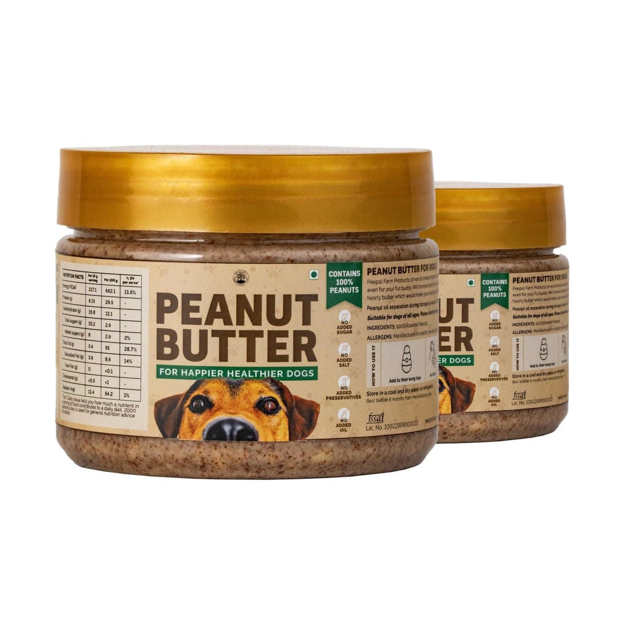 Peanut Butter for Dogs | Dog Food and Treat | No Xylitol | Protein Rich Food | Natural, Zero Preservatives | Pack of 2 (250gm Each)