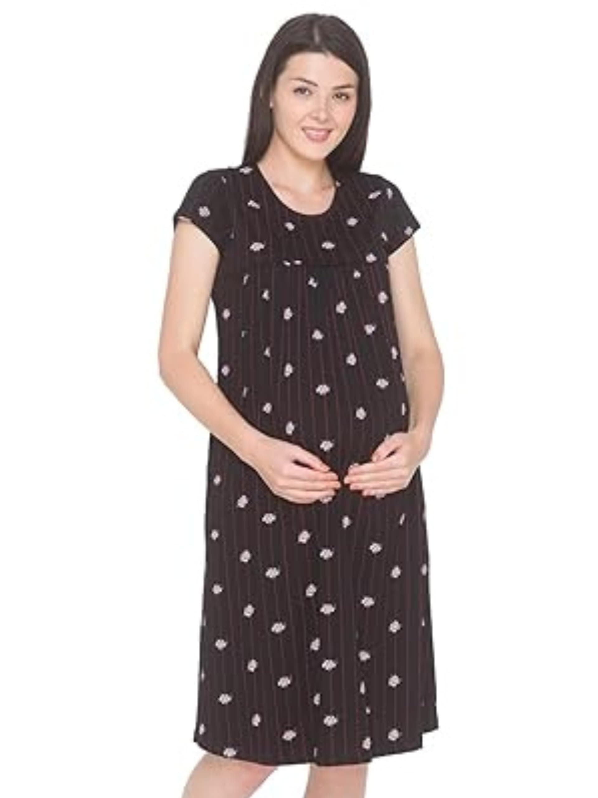 Av2 Women's Cotton All Over Print Midi Maternity Nighty