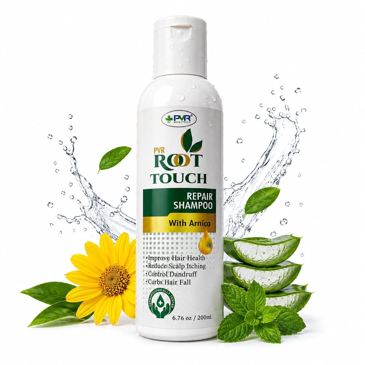 PVR Root Touch Repair Shampoo with Arnica for Hair Fall & Hair Damage | Helps Strengthen Roots, Reduce Hair Fall & Keep Hair Soft | Gentle Daily Use Shampoo for Men & Women | 200 ML