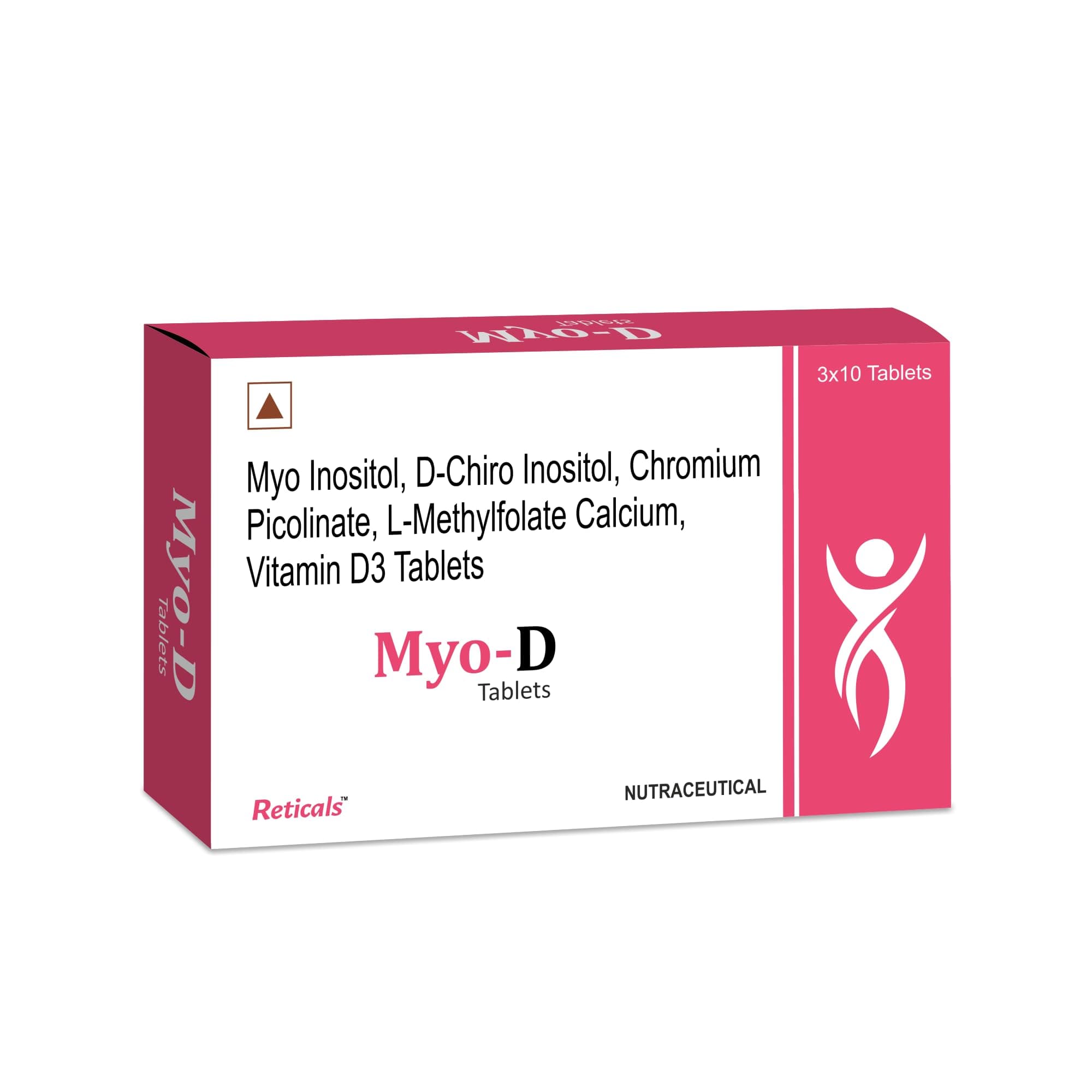 Reticals PCOS, PCOD management for women- Myo-inositol, D-Chiro Inositol, L-Methylfolate Vitamin D3, Chromium picolinate, Pack of 60 Tablets