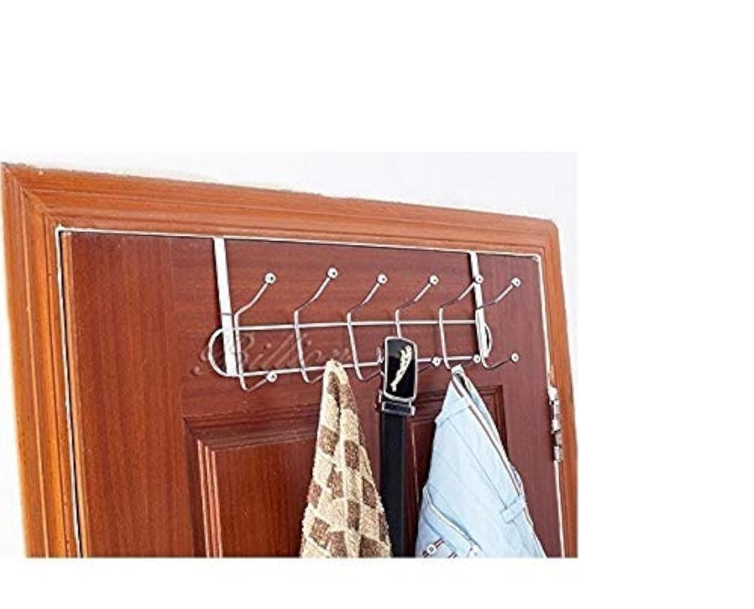 HOME CUBE Metal Chrome Finish Multifunctional Door Hook Organiser/Wall Hook Hanger Suitable for Room, Kitchen, Bathroom (Silver), Pack of 1