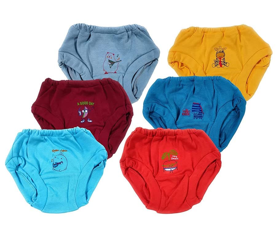 Littlenuts Soft & Comfortable Cotton Fabric Regular Fit Brief Innerwear/Panty/Underwear/Bloomers for Unisex Baby Boys and Baby Girls (5 to 6 Years, Multicolor, Pack of 6)