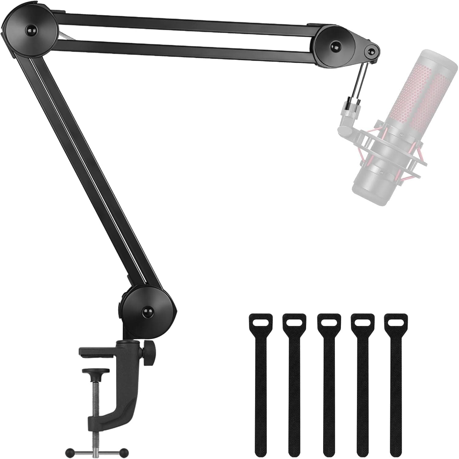 Mic Stand for Desk – TECHBLAZE Heavy Duty Microphone Boom Arm with Clamp, Adjustable 360° Mic Arm Compatible with Blue Yeti, HyperX, Shure SM7B