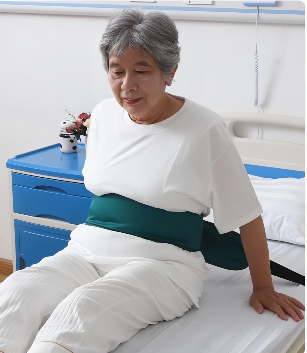 Bed Restraint Strap Anti-Fall Waist Belt for Elderly, Patient Adjustable Hospital Bed Restraint Wheelchair Seat Safety Belt
