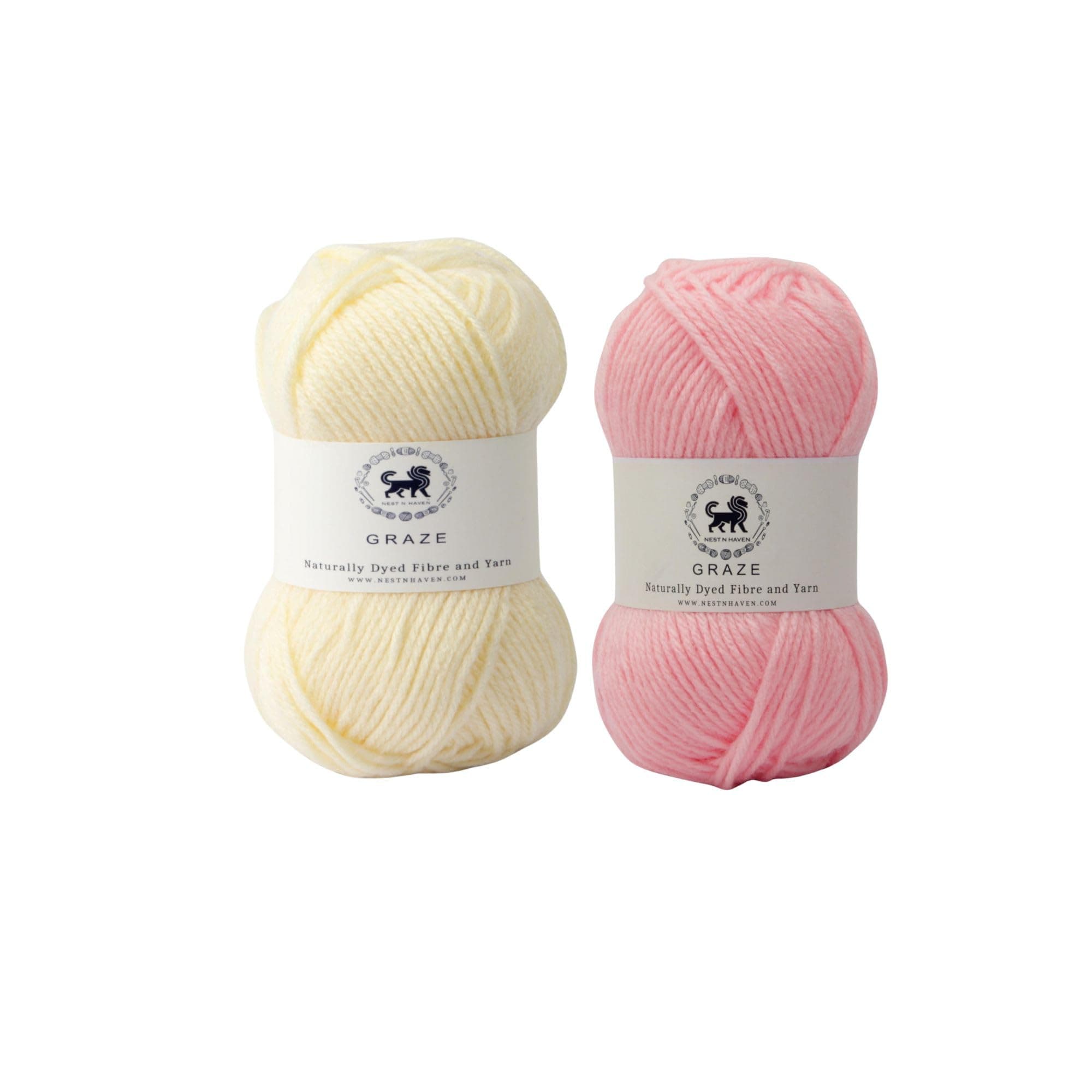Nestnhaven Acrowools Graze Hand Knitting and Crochet Yarn. Pack of 1 Ball - 100gms. Shade no - NNHG002 (Off White) & NNHG0015 (Baby Pink)