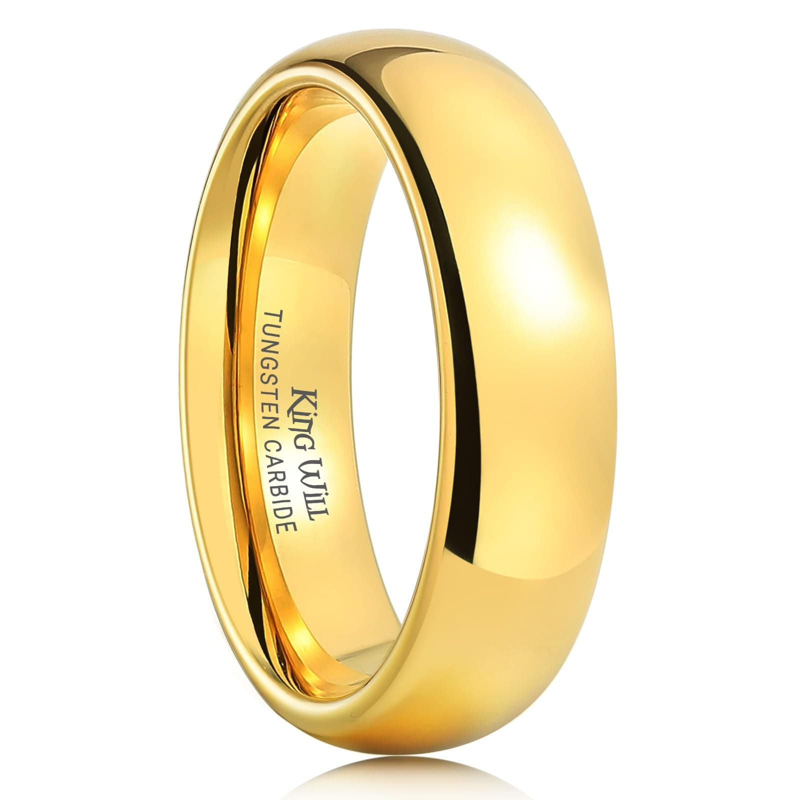 King Will Glory 6mm 24k Gold Plated High Polished Comfort Fit Domed Tungsten Ring Band 7