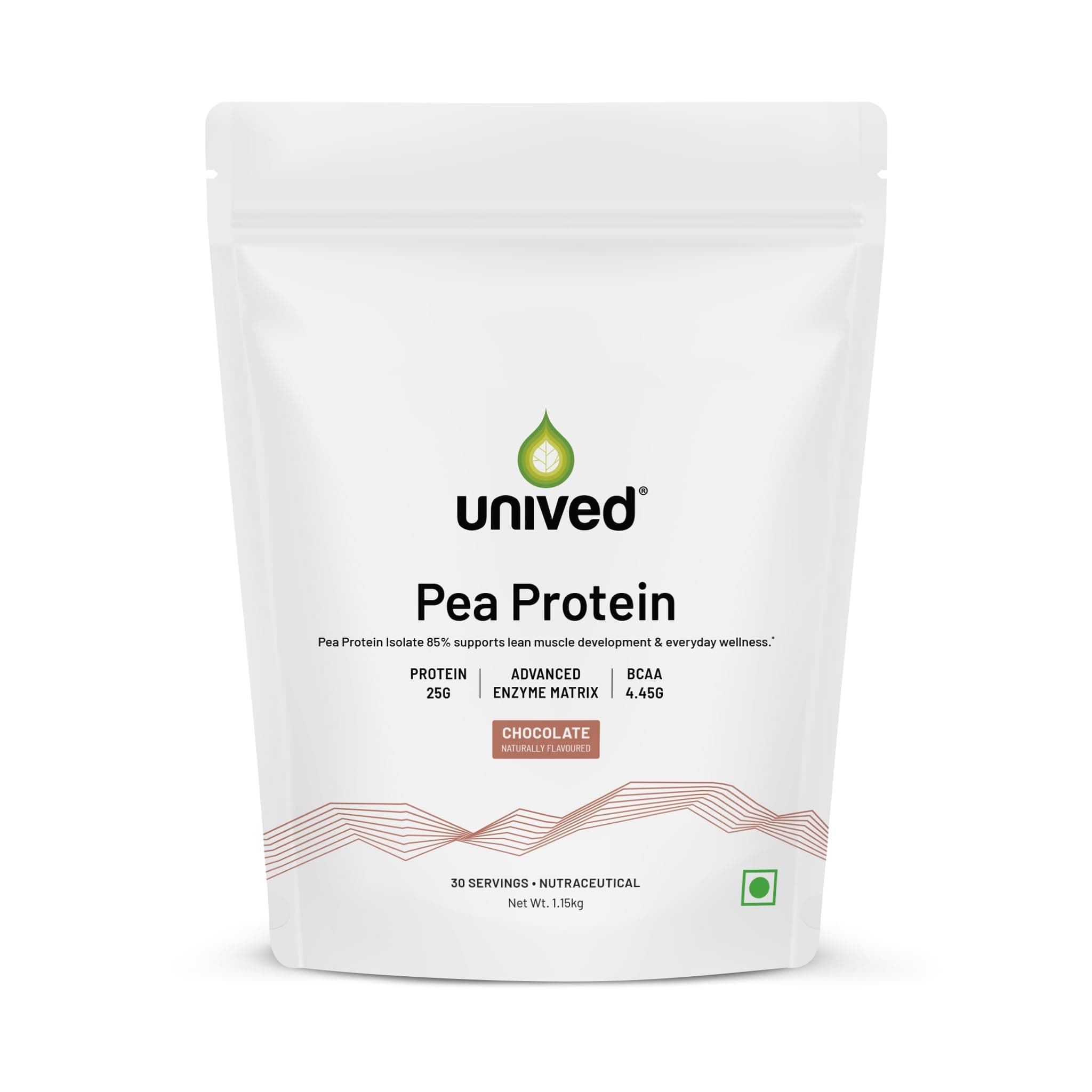 Unived Pea Protein Isolate with Natural Digestive Enzymes, 100% Vegan & Plant-Based, BCAAs, Amino Acid, Lean Muscle Development, Non-GMO & Sugar-Free, Natural (Chocolate 30 Servings)
