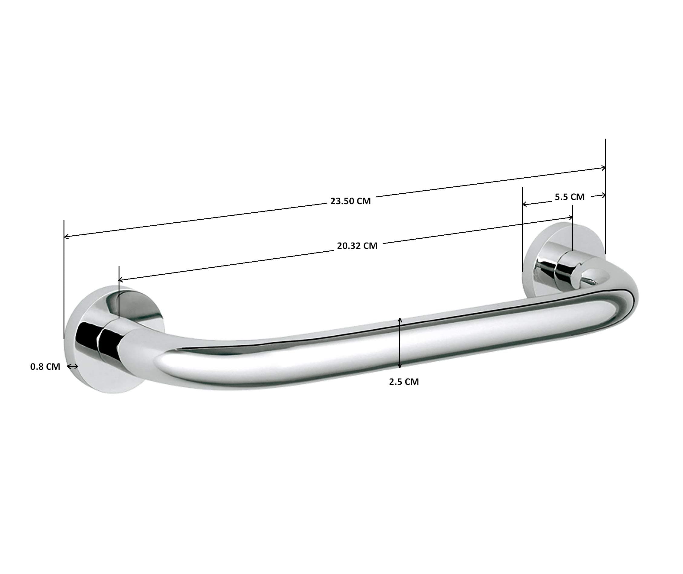 FORTUNE Stainless Steel Wall Mounted Grab Bar, Towel Bar, Bathtub Rails, Safety Hand Support Balance Handle Bars, Bathroom Accessories for Home, Hotel- Chrome Finish (8 Inch)