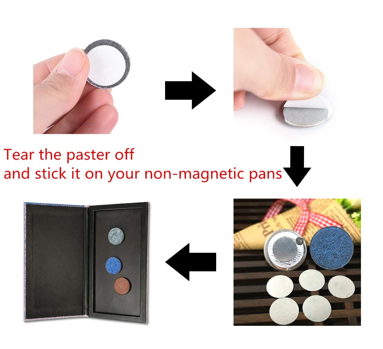TUOKING 50Pcs Square Metal Stickers for Magnetic Makeup Palette