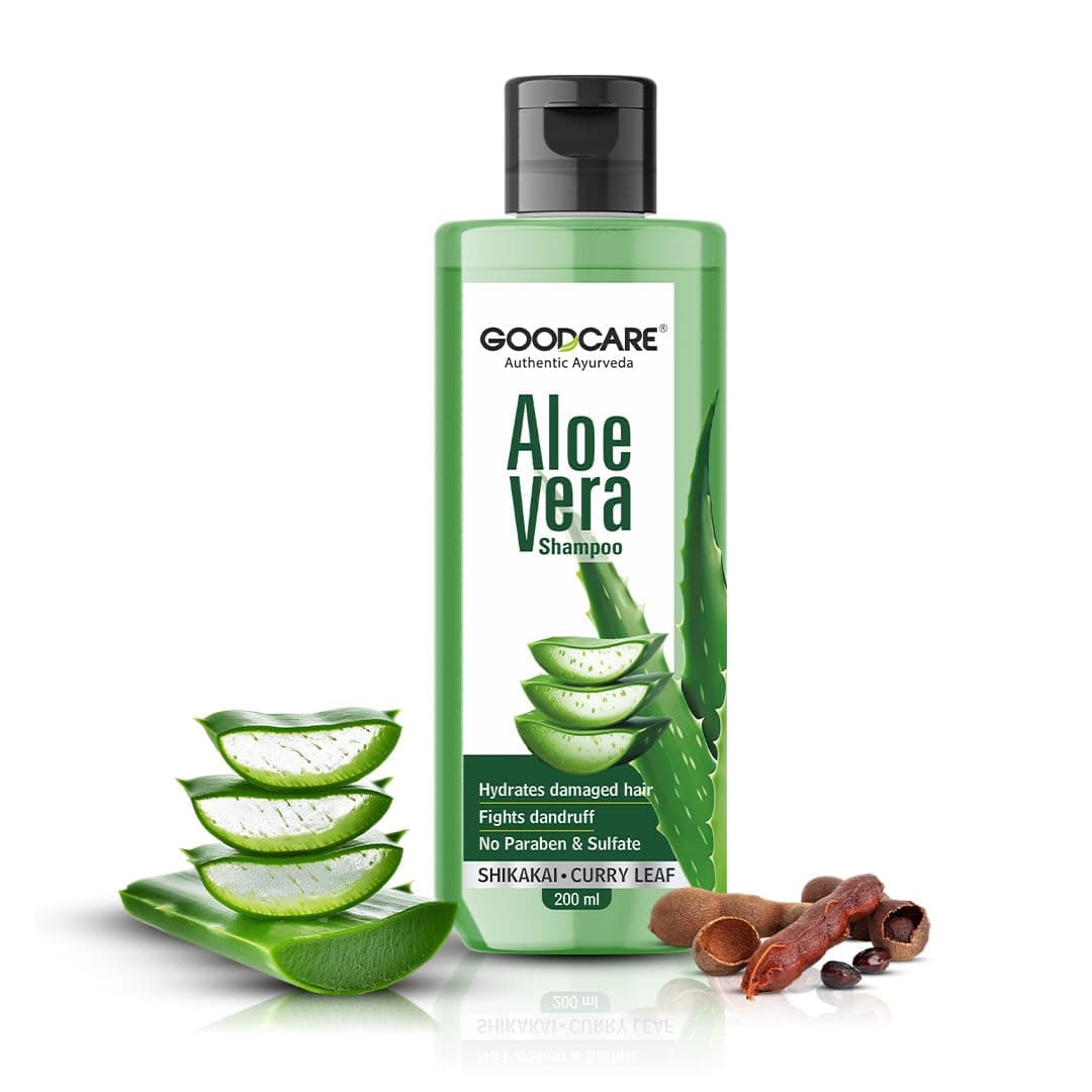 Goodcare Aloe Vera Shampoo For Women and Men|Goodness Of Aloe Vera & Shikakai| For Smooth & Soft Hair| Sulphate and Paraben Free Nourishment 200ml| Suitable For All Hair Type