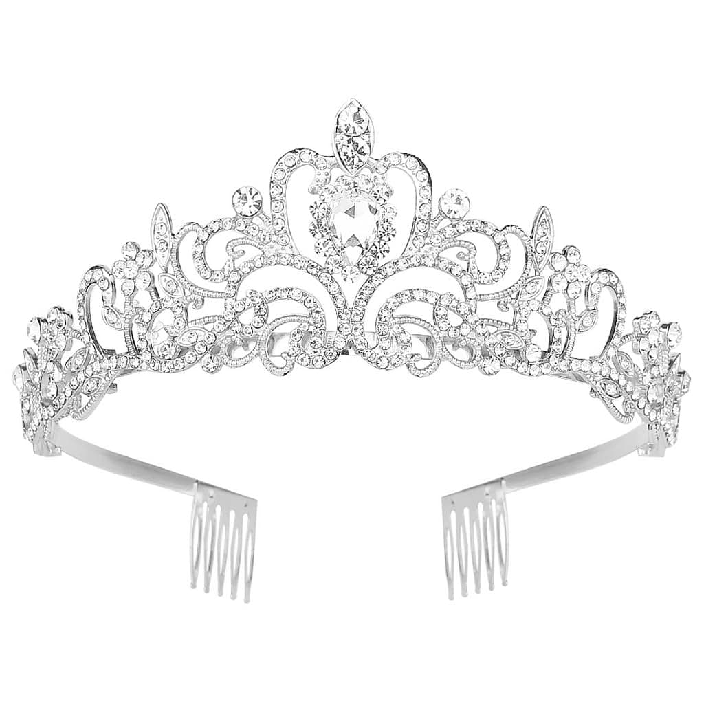 PALAY Silver Crystal Tiara Crown Headband Princess Elegant Crown With Combs For Women Girls Bridal Wedding Prom Birthday Party