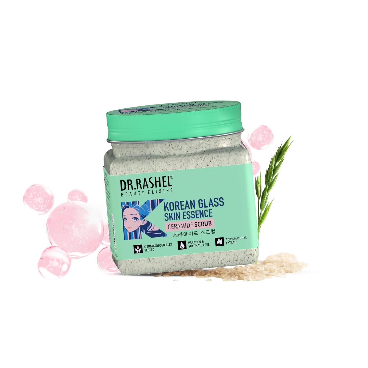 DR.RASHEL Korean Face & Body Scrub | With Rice Water & Ceramide |For Glass skin| Deep Cleansing | Exfoliation | Skin Brightening | For Glowing Skin | 380ml